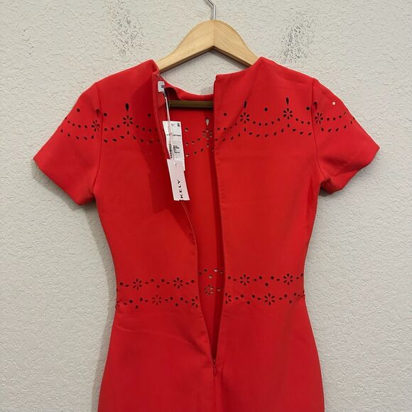 LIKELY Eyelet Manhattan Mini Dress Red Short Sleeve Party NWT *FLAWS* - Picture 7 of 15
